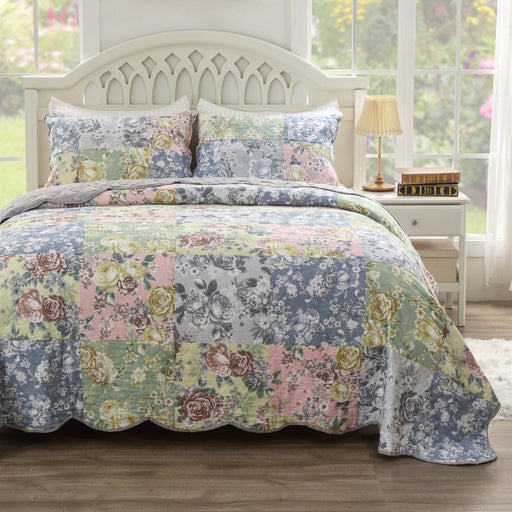 Greenland Home Emma Vintage Style Quilt Set, 2-Piece Twin/XL, Gray - 2-Piece Twin/XL