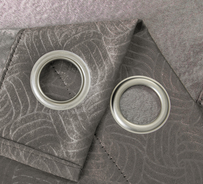 RT Designers Nellie Embossed Blackout Grommet Panel Pair - 52x95", Charcoal - 52x95"