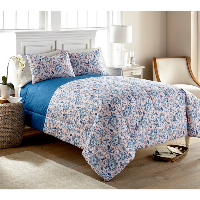 Micro Flannel 6 in 1 Comforter Set, Twin, Pink Toile - Twin,Pink Toile