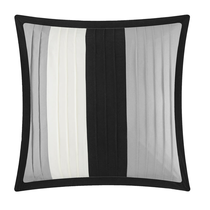 Chic Home Moriarty Elegant Color Block Ruffled BIB Soft Microfiber Sheets 10 Pieces Comforter Decorative Pillows & Shams - King 104x90, Black - King