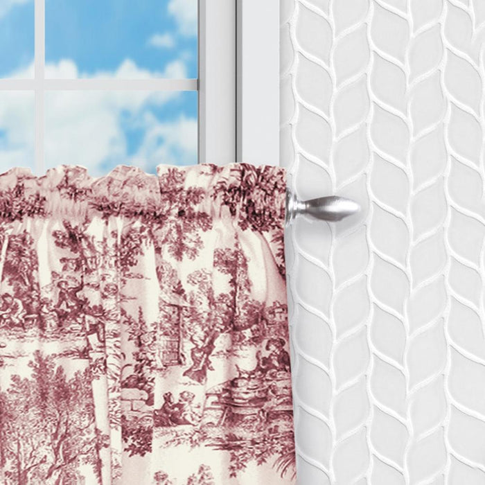 Ellis Curtain Victoria Park Toile Room Darkening Window Rod Pocket Pair Set With 2 Tiers - 2-Piece - 68x30", Red - 68 x 30",RED