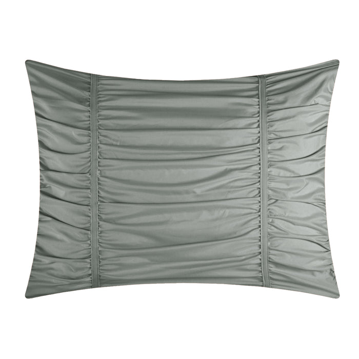 Chic Home Kaiah 3 Piece Comforter Set Contemporary Striped Ruched Ruffled Design Bedding - Decorative Pillow Shams Included Queen Grey - Queen