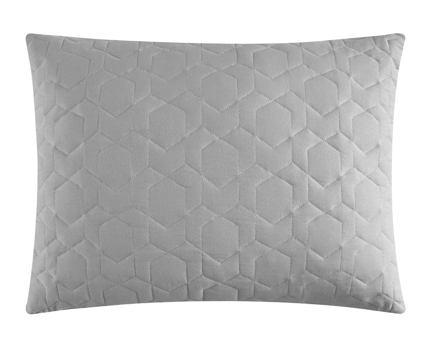 NY&C Home Davina 9 Piece Comforter Set Geometric Hexagonal Pattern Design Bed In A Bag Bedding - Sheets Pillowcases Decorative Pillows Shams Included, King, Grey - King