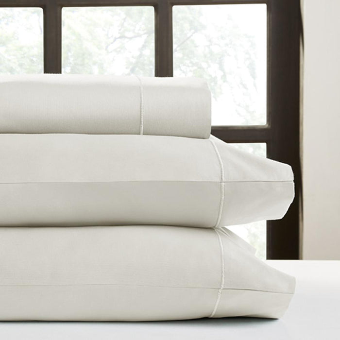 Perthshire Platinum Concepts 1000 Thread Count Solid Sateen Sheet - 4 Piece Set - Queen, Ivory - Queen