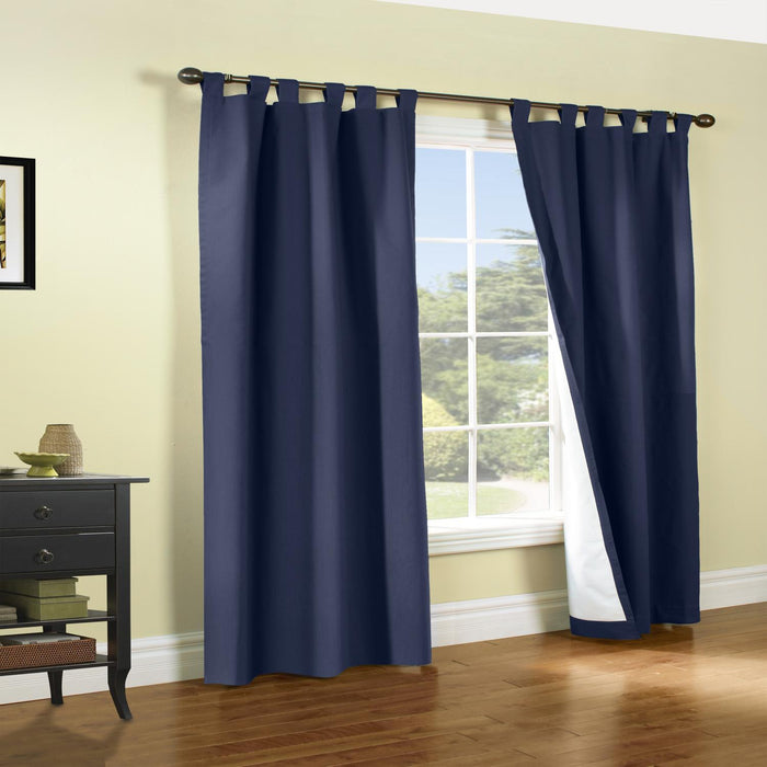 Thermalogic Weathermate Room Darkening UV Protection Tab Top Curtain Panel Pair for Windows Navy