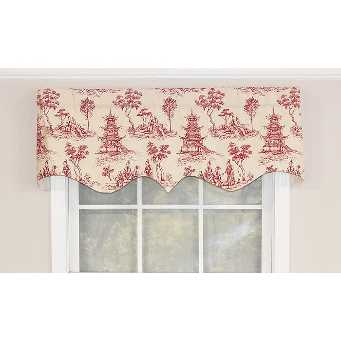 RLF Home Naomi Regal 100% Cotton with Fully Lined 3" Rod Pocket Valnance for Windows 50" x 17" Red