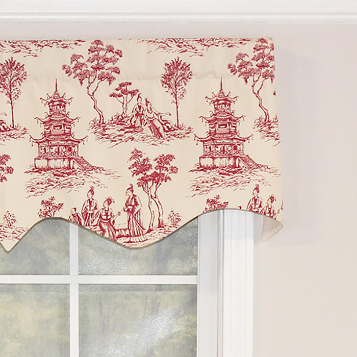 RLF Home Naomi Regal 100% Cotton with Fully Lined 3" Rod Pocket Valnance for Windows 50" x 17" Red