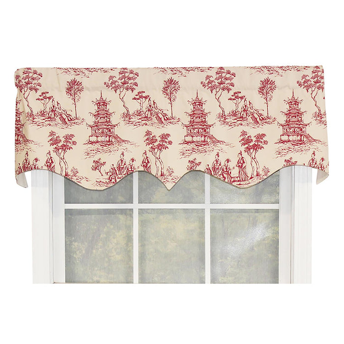 RLF Home Naomi Regal 100% Cotton with Fully Lined 3" Rod Pocket Valnance for Windows 50" x 17" Red