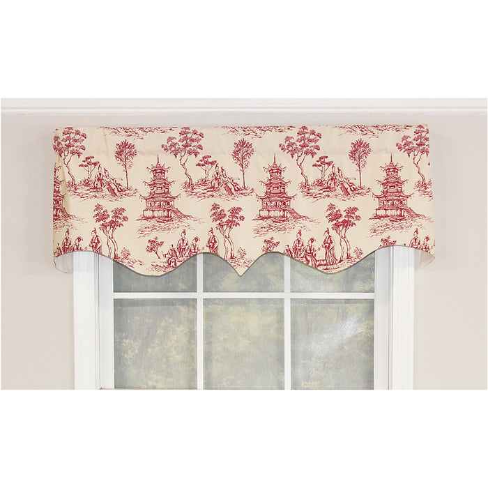 Naomi Regal Oriental Motive 3" Rod Pocket Valance 50" x 17" Red by RLF Home