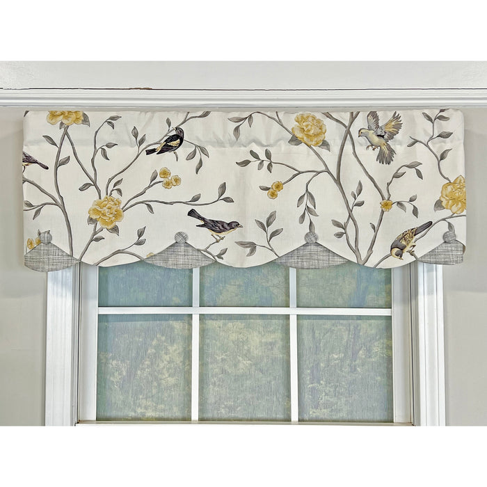 Trend Bird Petticoat with Handmade Buttons Window Valance 50in x 15in by RLF Home