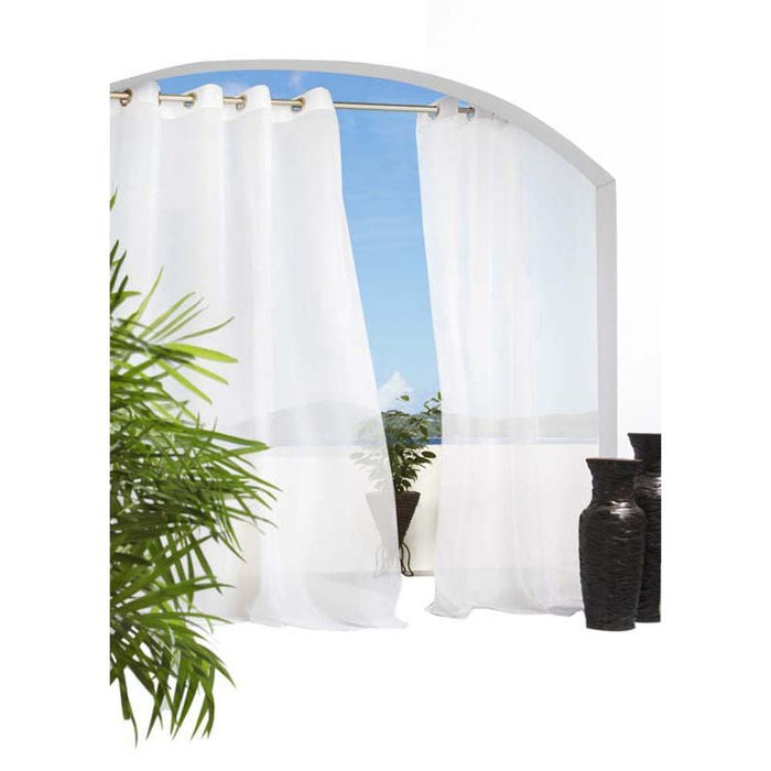 Commonwealth Outdoor Decor Escape Voile Hook and Loop Tab Curtain Panel - White