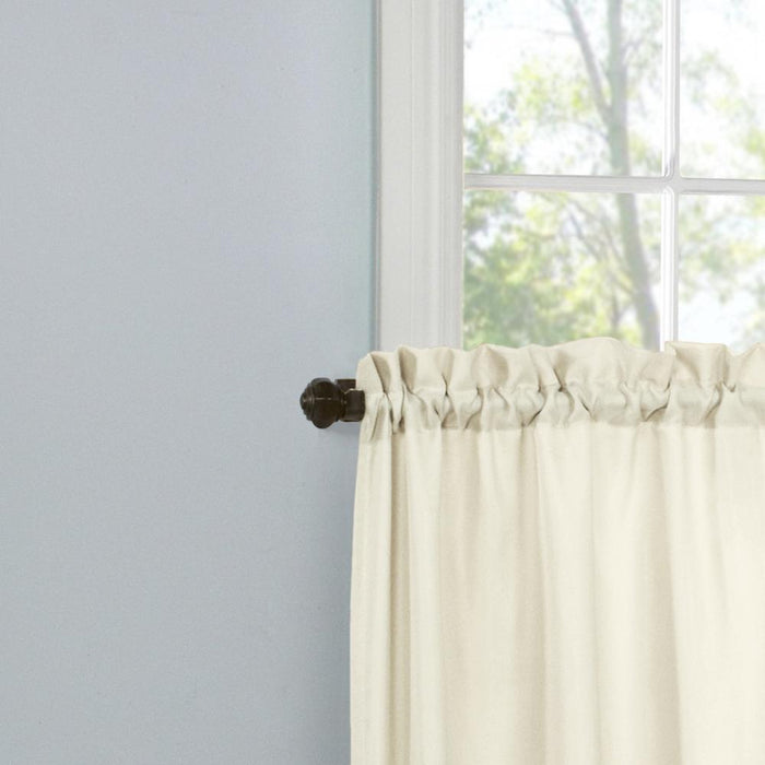 Thermavoile Rhapsody Lined Light Filtering Thermal Barrier Curtains Rod Pocket Curtain Tiers Pair Each 54" x 24" Ivory