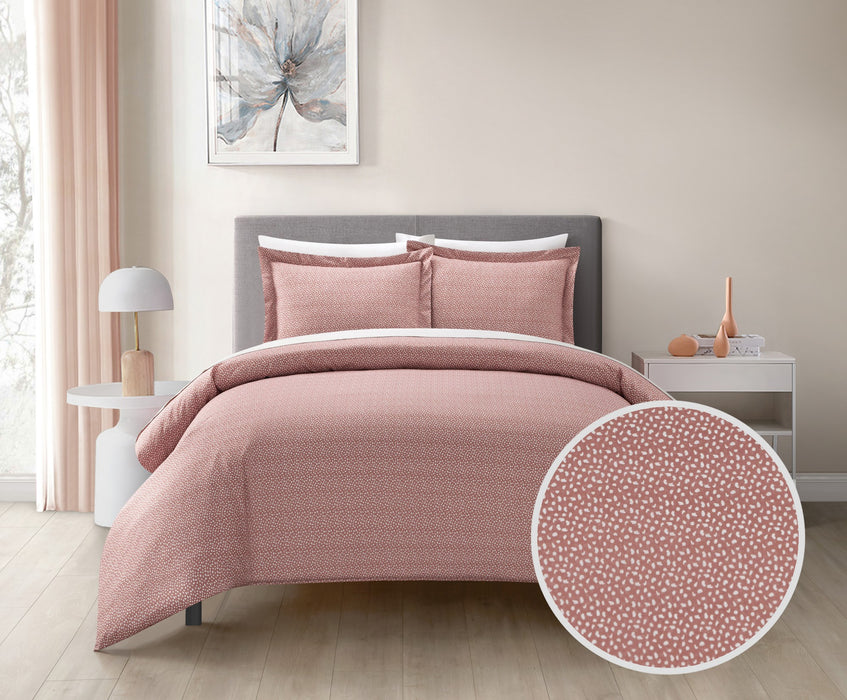 Chic Home Tyson Duvet Cover Set Contemporary Solid Color Shell With White Spots Animal Pattern Print Design Bedding - Pillow Shams Included - 3 Piece - King 104x90", Blush - King