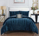 Chic Home Westmont 4 Piece Comforter Set Crinkle Crushed Velvet Bedding - Decorative Pillow Shams Included King Navy - King