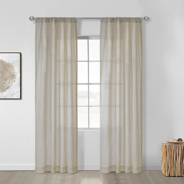 Thermasheer Weathervane Light Filtering Energy Efficient Rod Pocket Curtain Panel for Windows 50" x 95" Linen
