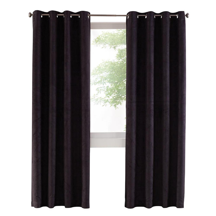 Thermaplus Navar Blackout Suede Textured Window Treatment Grommet Curtain Panel for Bedroom Livingroom Black
