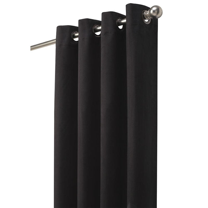 Thermaplus Navar Blackout Suede Textured Window Treatment Grommet Curtain Panel for Bedroom Livingroom Black