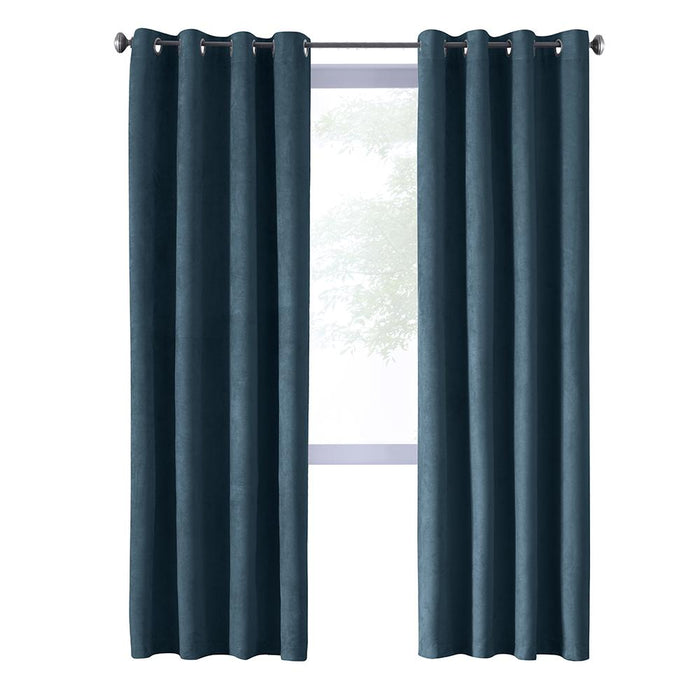 Thermaplus Navar Faux Suede Textured Blackout Window Treatment Grommet Curtain Panel for Bedroom Livingroom Navy