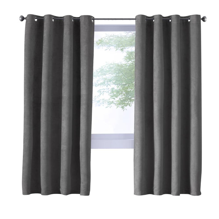 Thermalogic Navar Blackout Cozy Atmosphere Reduce Light Super Soft Faux Suede Fexture Grommet Curtain Panel Dark Grey