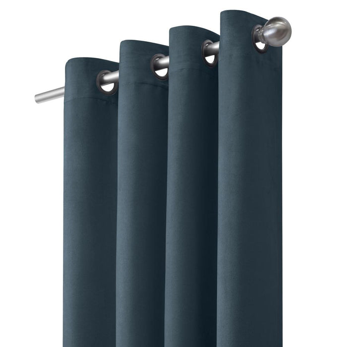 Thermaplus Navar Faux Suede Textured Blackout Window Treatment Grommet Curtain Panel for Bedroom Livingroom Navy