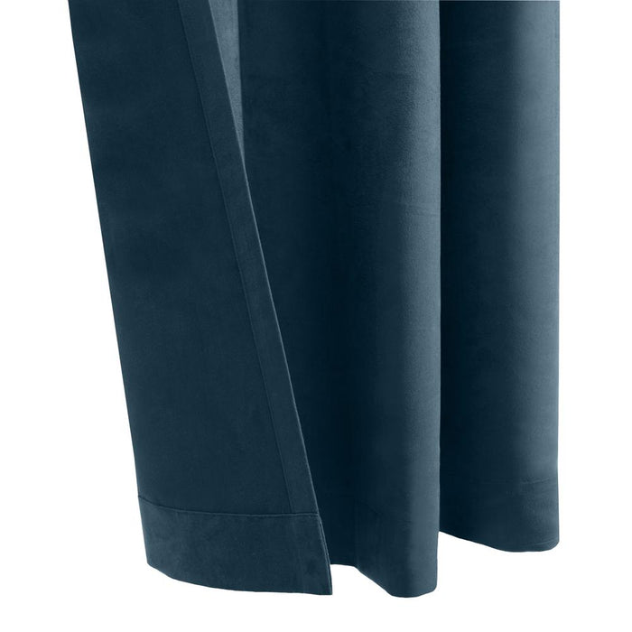 Thermaplus Navar Faux Suede Textured Blackout Window Treatment Grommet Curtain Panel for Bedroom Livingroom Navy