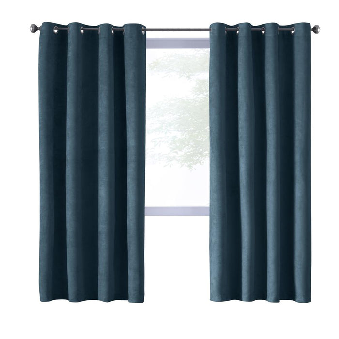 Thermaplus Navar Faux Suede Textured Blackout Window Treatment Grommet Curtain Panel for Bedroom Livingroom Navy
