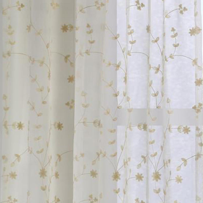 Commonwealth Habitat Grandeur Deep Scalloped Embroidery Pole Top Window Panel - Cream