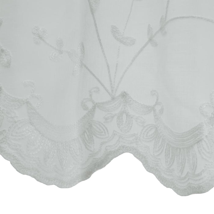 Habitat Grandeur Sheer Floral Motif and Scalloped Bottom Hem Pole Top Curtain Tiers White