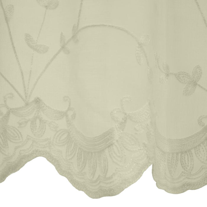 Habitat Grandeur Sheer Floral Motif and Scalloped Bottom Hem Pole Top Curtain Tiers Cream