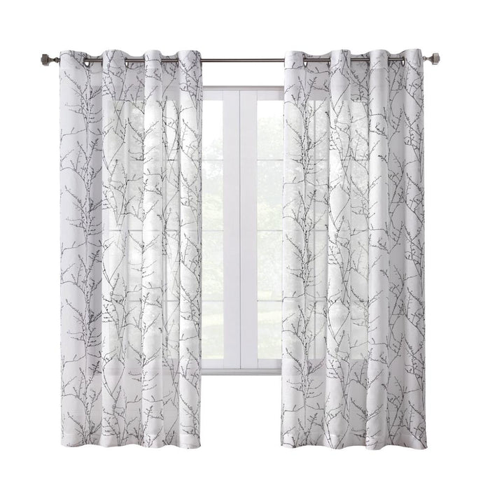 Habitat Liberty Whimsical Branch Motif Light Filtering Grommet Curtain Panel for Livingroom White