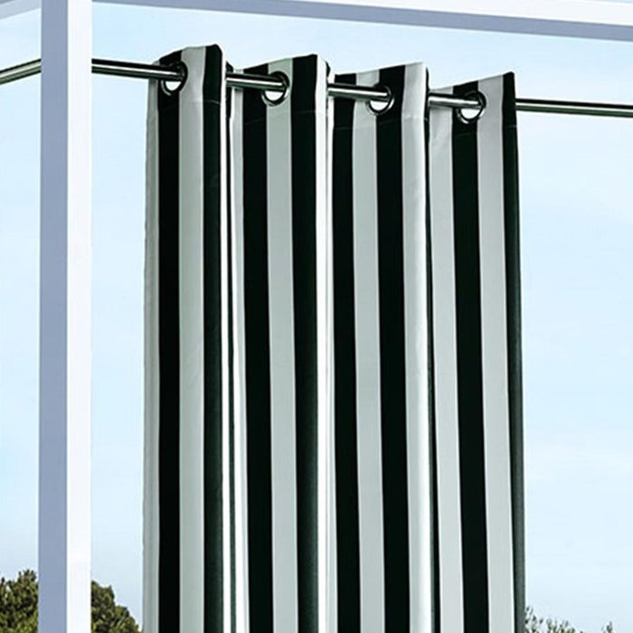 Commonwealth Outdoor Decor Coastal Stripe UV Protected Printed Top Panel With 8 Gun Metal Grommets - Black