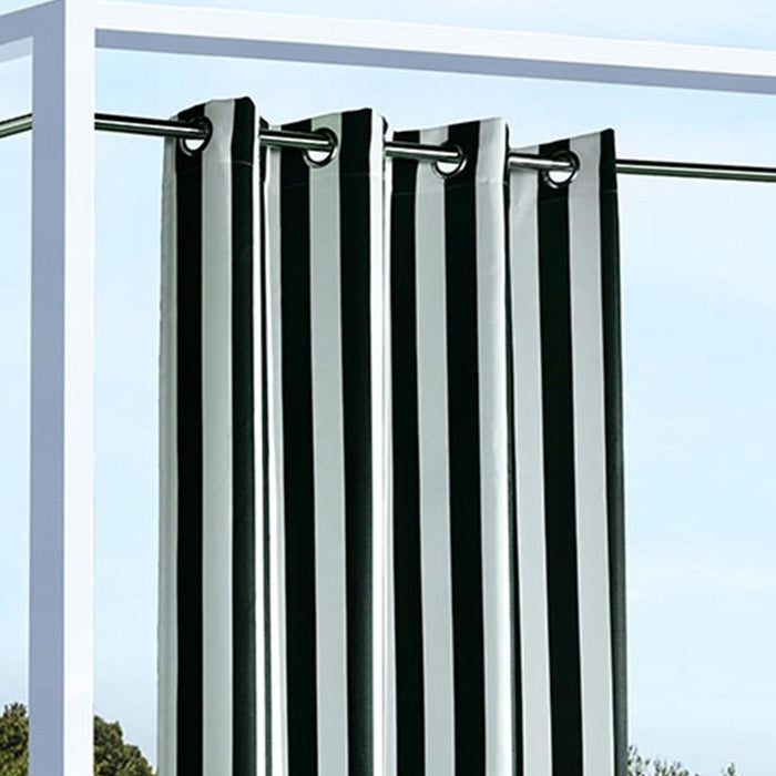Commonwealth Outdoor Decor Coastal Stripe UV Protected Printed Top Panel With 8 Gun Metal Grommets - Black