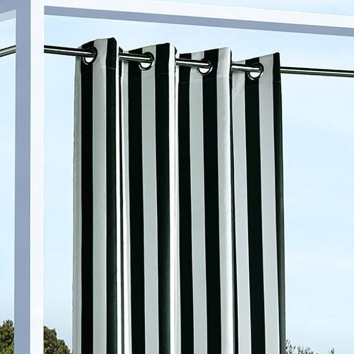 Commonwealth Outdoor Decor Coastal Stripe UV Protected Printed Top Panel With 8 Gun Metal Grommets - Black