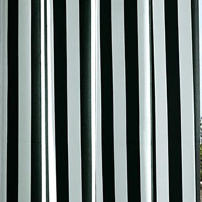 Commonwealth Outdoor Decor Coastal Stripe UV Protected Printed Top Panel With 8 Gun Metal Grommets - Black