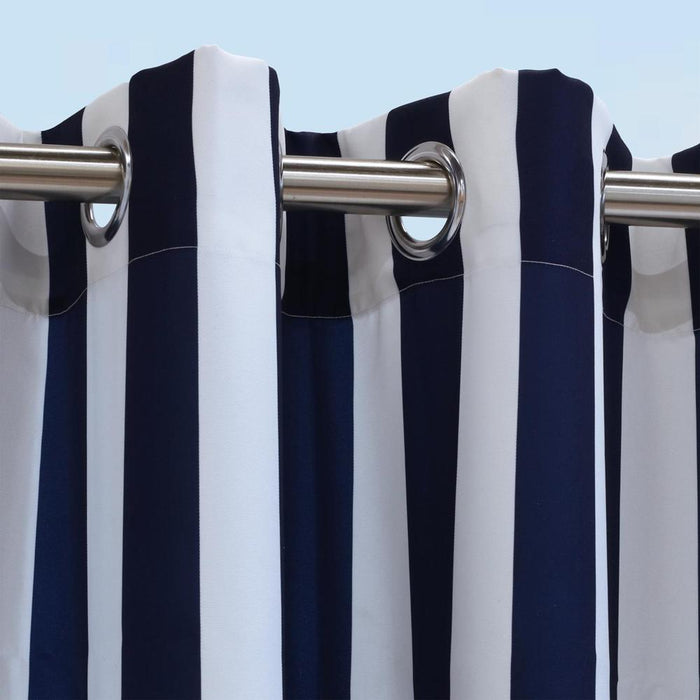 Commonwealth Outdoor Decor Coastal Stripe Grommet Top Curtain Panel - 50x96''