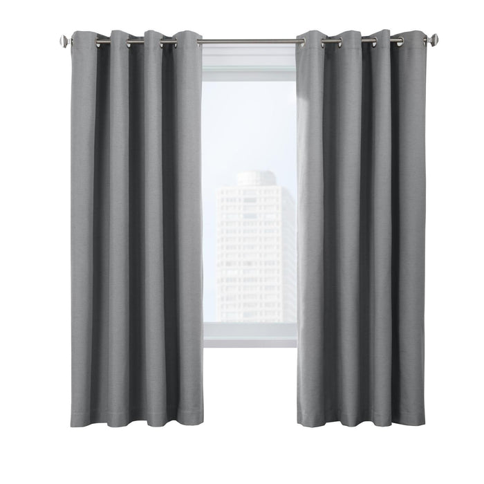 Thermaplus Ventura Blackout UV Protection Grommet Curtain Panel Pair for Windows Each 52" x 84" Dark Grey