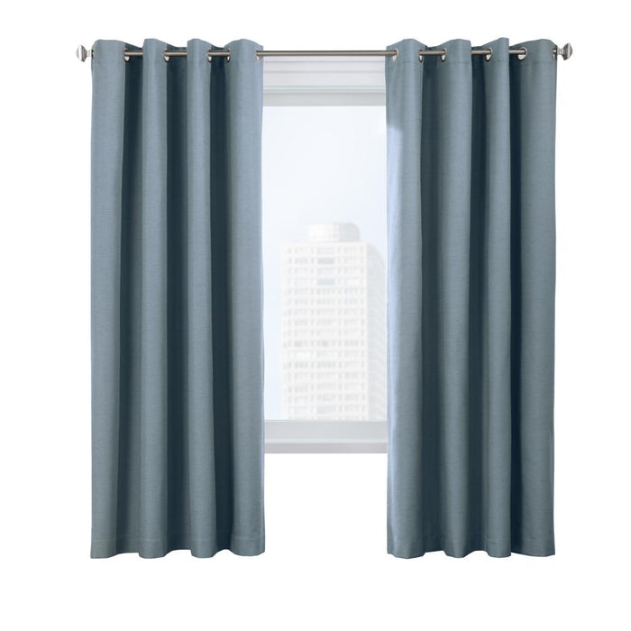 Thermaplus Ventura Blackout Grommet Curtain Panel Pair Frame Your Windows with Subtle Slub Textured Motif Blue