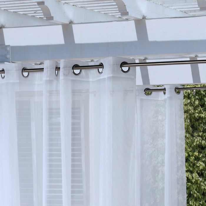Commonwealth NO SE'EM Curtain Grommet Top Panel 8 Matt Silver Grommets - White