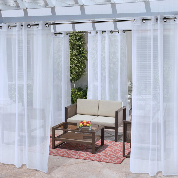 Commonwealth NO SE'EM Curtain Grommet Top Panel 8 Matt Silver Grommets - White