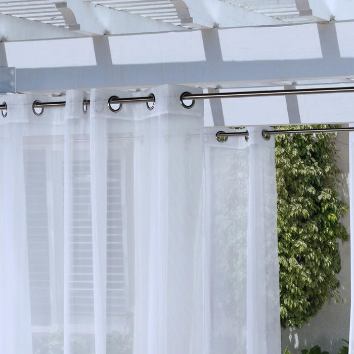Commonwealth NO SE'EM Curtain Grommet Top Panel 8 Matt Silver Grommets - White