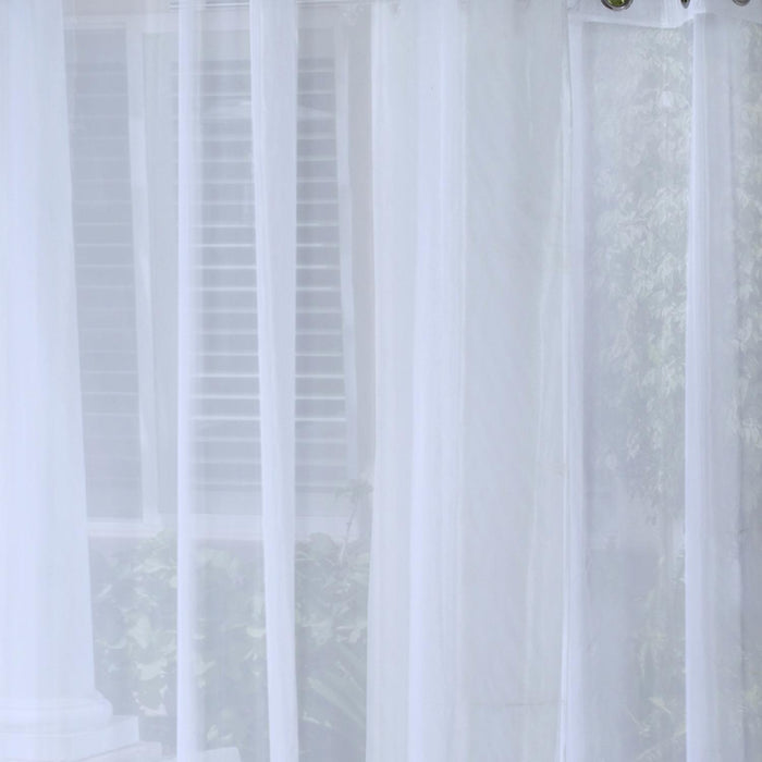 Commonwealth NO SE'EM Curtain Grommet Top Panel 8 Matt Silver Grommets - White