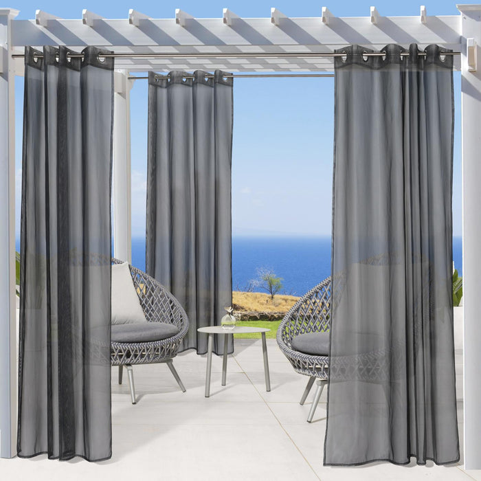 Outdoor Decor No Se'em Sheer Grommet Outdoor Curtain Panel for Outdoor 50" x 84" Black