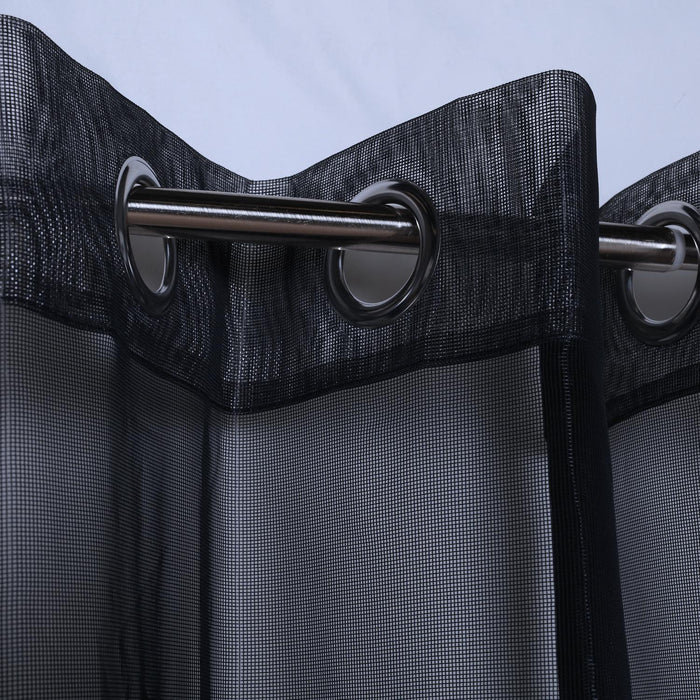 Outdoor Decor No Se'em Sheer Grommet Outdoor Curtain Panel for Outdoor 50" x 84" Black