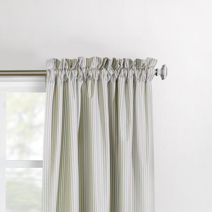 Commonwealth ThermaLogic Ticking Stripe 2-Piece Panel With 2" Header 3" Rod Pocket Sage