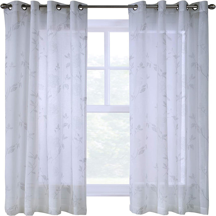 Commonwealth Giardino-71679-109-95-001 Printed Floral Curtain, White