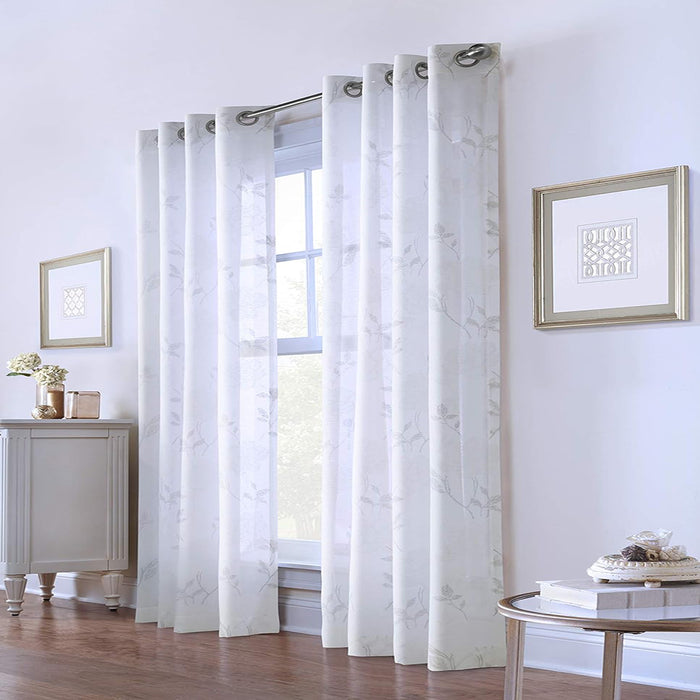 Commonwealth Giardino-71679-109-95-001 Printed Floral Curtain, White