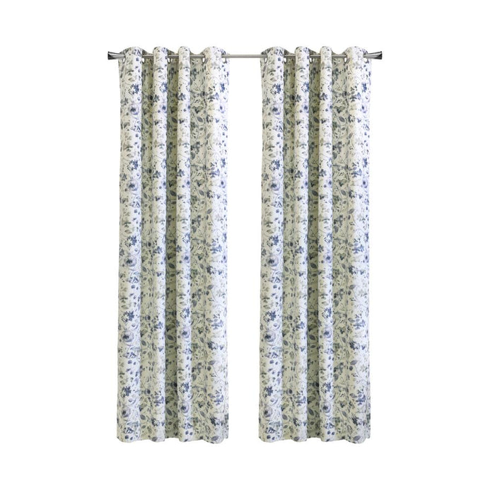 Thermaplus Flora Blackout Grommet Privacy Sound Dampening Curtain Panel for Livingroom Bedroom Silver