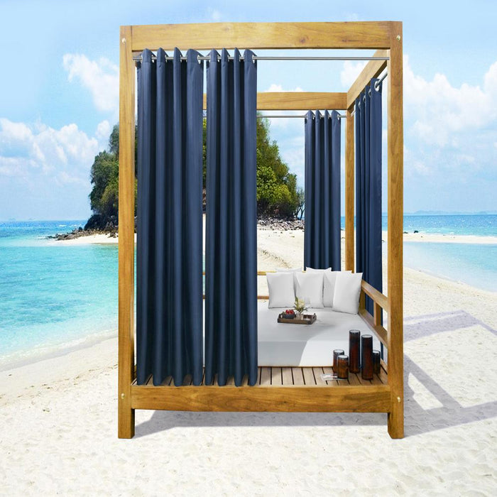 Commonwealth Seascapes Light Filtering Enhance Living Space with Satiny Look Grommet Outdoor Panel Pair Indigo