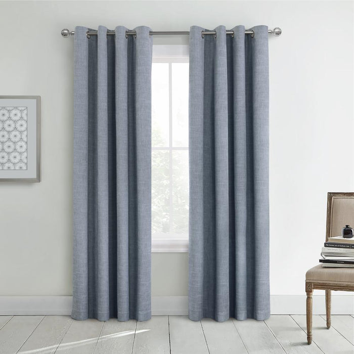 Thermaplus Maya Blackout Grommet Privacy and Sound Dampening Curtain Panel for Bedroom Livingroom Slate Blue