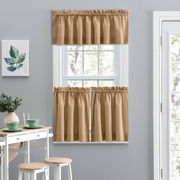 Ellis Lisa Solid Color Poly Cotton 1.5" Rod Pocket Duck Fabric Stylish Tailored Valance 58"x15" Tan